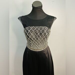 Elegant Black and Silver Wide Leg Jumpsuit